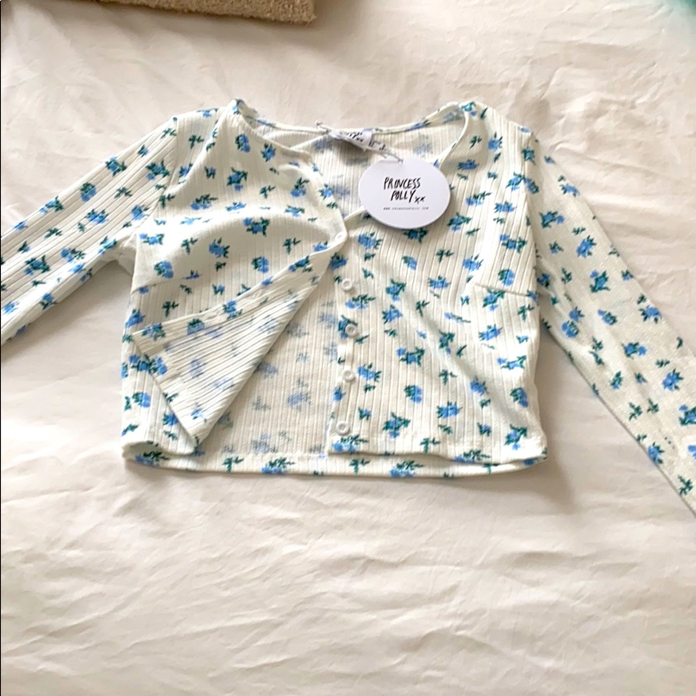 Floral button down top